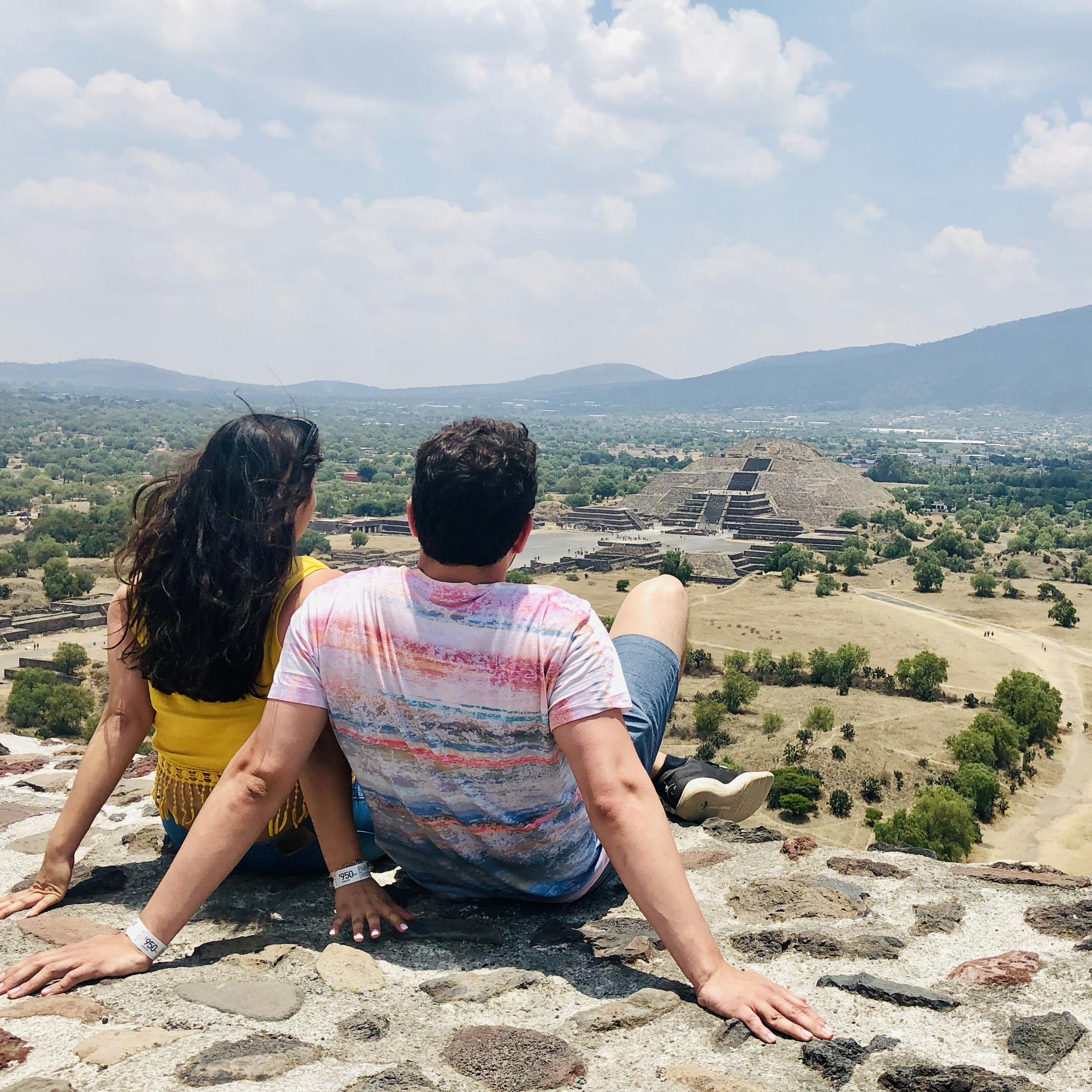Sitting on the top of the Pyramid of the Sun in CDMX