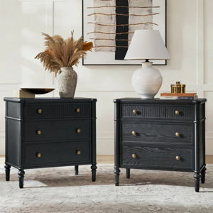 Hoai 28" W 3-Drawer Nightstand (Set of 2) - Black
