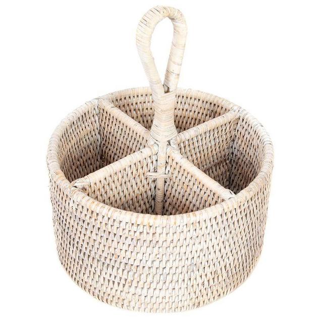 Tava Round Rattan Flatware Caddy - Light Natural