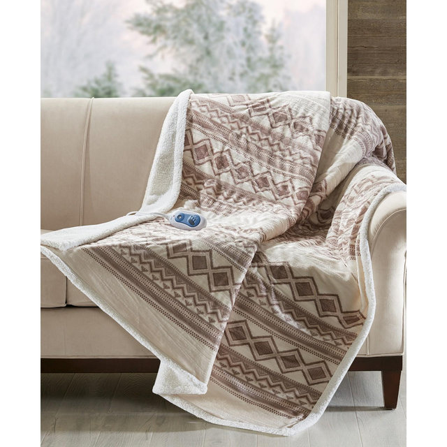 Woolrich Anderson Electric Reversible Faux-Fur to Berber Throw, 70" x 60"