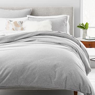 West Elm Organic Flannel Solid Duvet - King - Light Gray