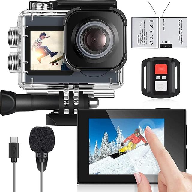 icefox Action Camera 4K Underwater Camera External Microphone Waterproof 40M Ultra HD 20MP Camera 170 ° Ultra Wide Angle WiFi Camcorder, Gray
