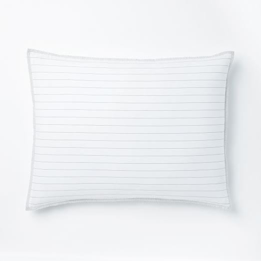 Organic Washed Cotton Stripe Standard Sham, Slate