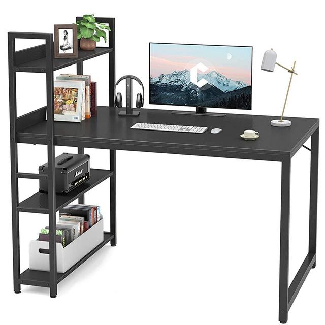 Cubicubi Computer Desk 47 inch with Storage Shelves Study Writing Table for Home Office,Modern Simple Style,Black