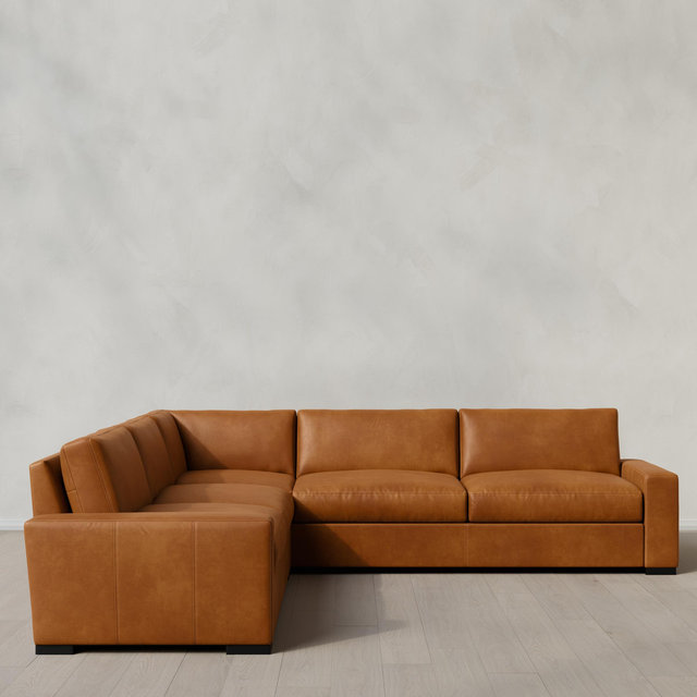 Stillman Leather L Sectional in Auburn 124"