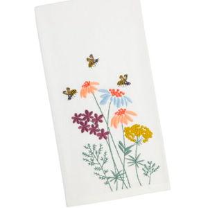 Embroidered Bee and Flowers Kitchen Towel - World Market