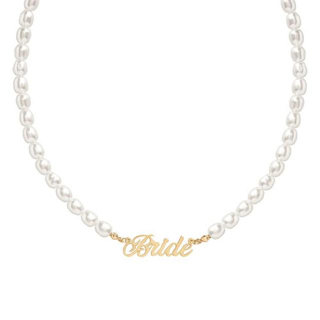 xo, Fetti Bride Pearl Beaded Necklace, 16" Choker, Bride Gold Nameplate | Bachelorette Party Decorations, Bridesmaid Gift, Bridal Shower, Wedding