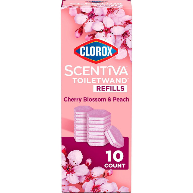 Clorox Scentiva Cherry Blossom & Peach ToiletWand Refill - 10ct: Ammonia-Free, Compatible With Clorox ToiletWand