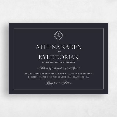 Ebony, Black Wedding Invitation - Ragusa Landscape