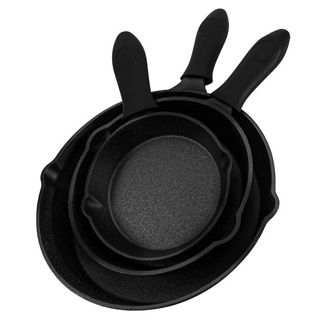 Pre-Seasoned Cast Iron Skillets 3 Pieces Cast Iron Frying Pans Nonstick Cookware Set with Heat-Resistant Holders- 6 Inch, 8 Inch and 10 Inch Cast Iron Set