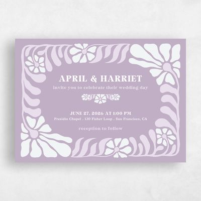 Lilac, Purple Wedding Invitation - Bellefleur Landscape