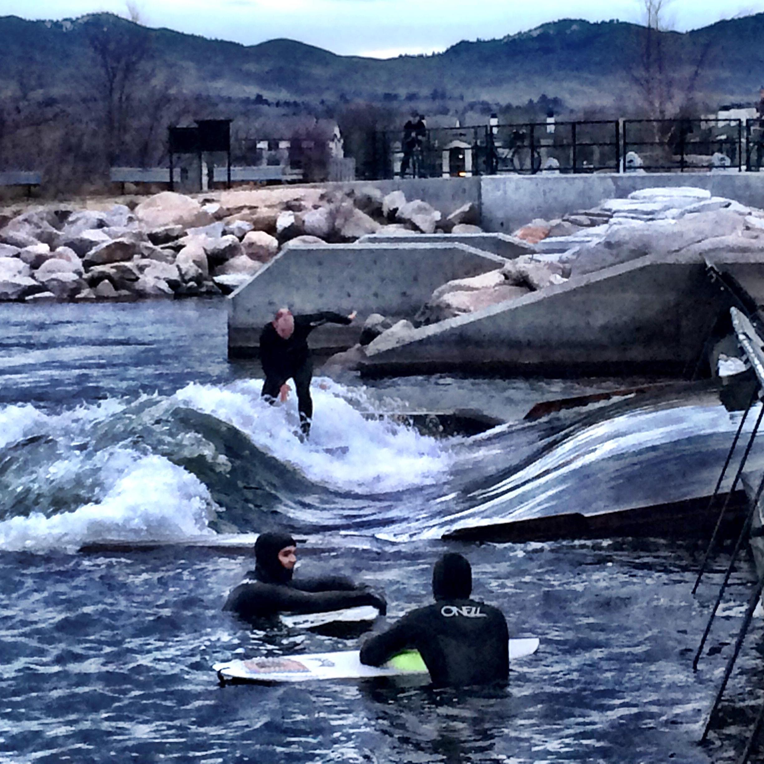 Matt rippin' the surf wave on the Boise River.