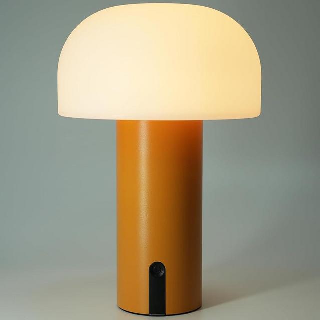 WEILAILUX Cordless Mushroom Table Lamp, Waterproof Shower Lamp, Battery Operated Table Lamp Rechargeable, Touch Dimmable Night Light for Bedroom/Patio/Camping/Dinning/Outdoor (Orange)