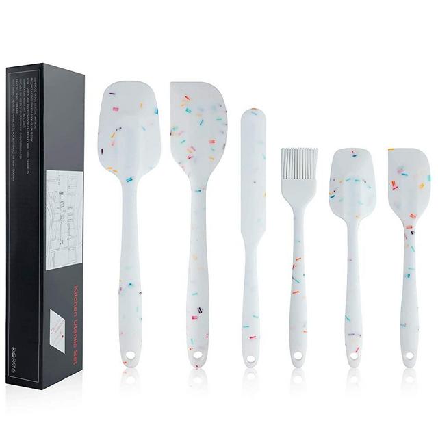 Shebaking Silicone Spatula, 6 pieces Heat Resistant Rubber Spatulas Set for Baking, Cooking and Mixing Kitchen Utensils Seamless One Piece Spatula with Stainless Steel Core, Nonstick & Dishwasher Safe