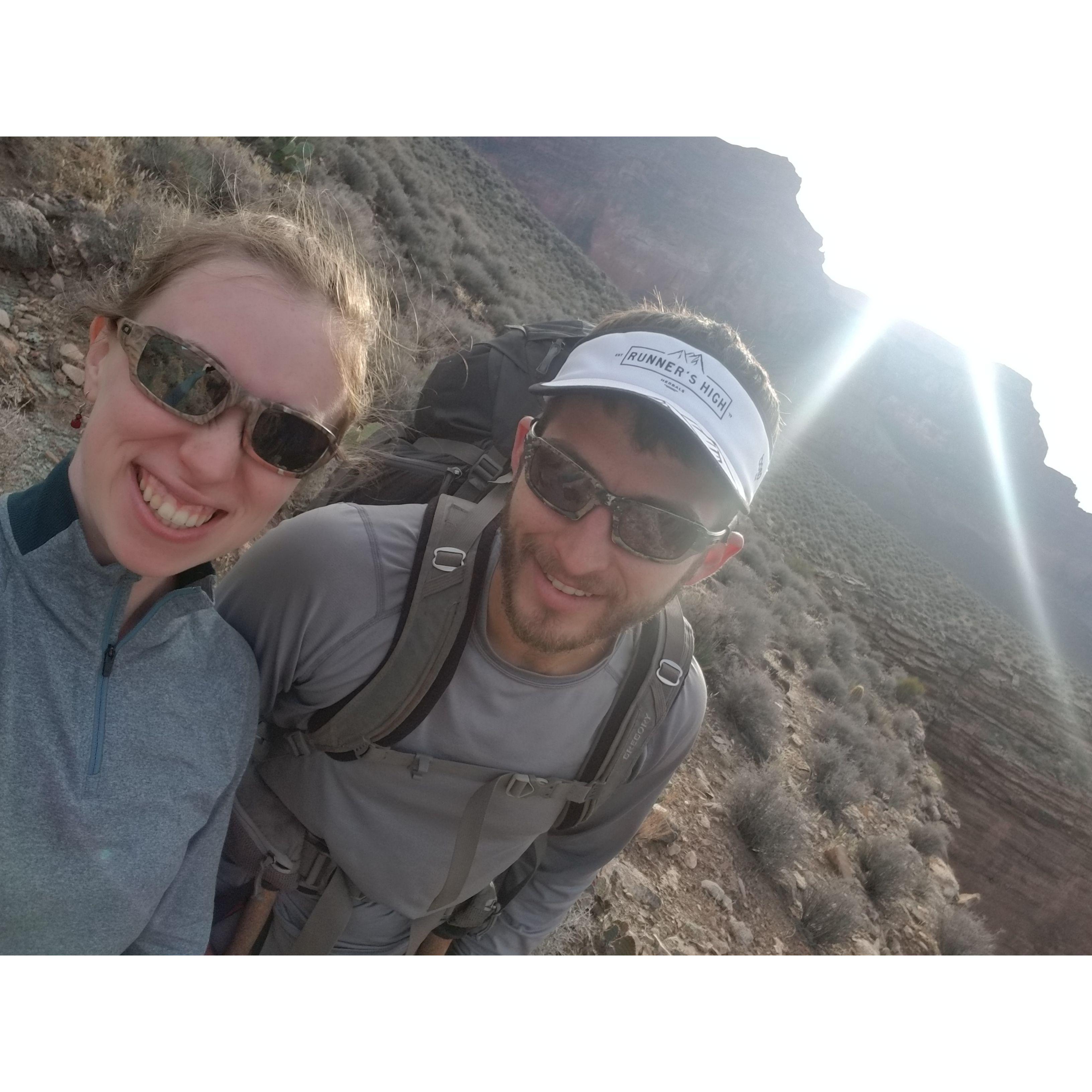 On our first backpacking trip together! - Monument Loop, Grand Canyon