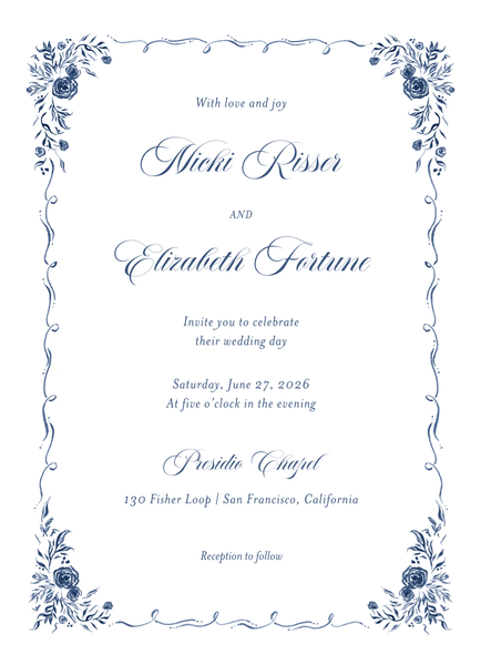Pontus Portrait | Dusty Cobalt | Zola Wedding Invitations
