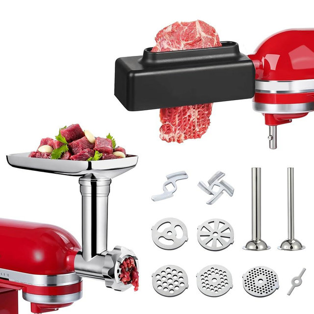 Meat Grinder Attachment and Meat Tenderizer Stapler Tool Compatible with All Kitchen Aid Stand Mixer Models Food Processing Accessories