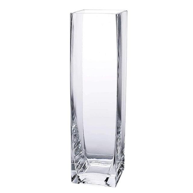 Diamond Star Tall Square Vase Home Decorative Flower Glass Vase Wedding Party Table Centerpieces(3"×3"×12")