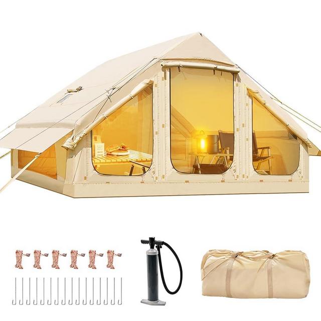 Inflatable Tents for Camping, Blow Up Tent with Hand Pump, Easy Setup InflatableTent 4 Season Tent, Waterproof Oxford Air Glamping Tents for Camping Adult 4/6/8 Person