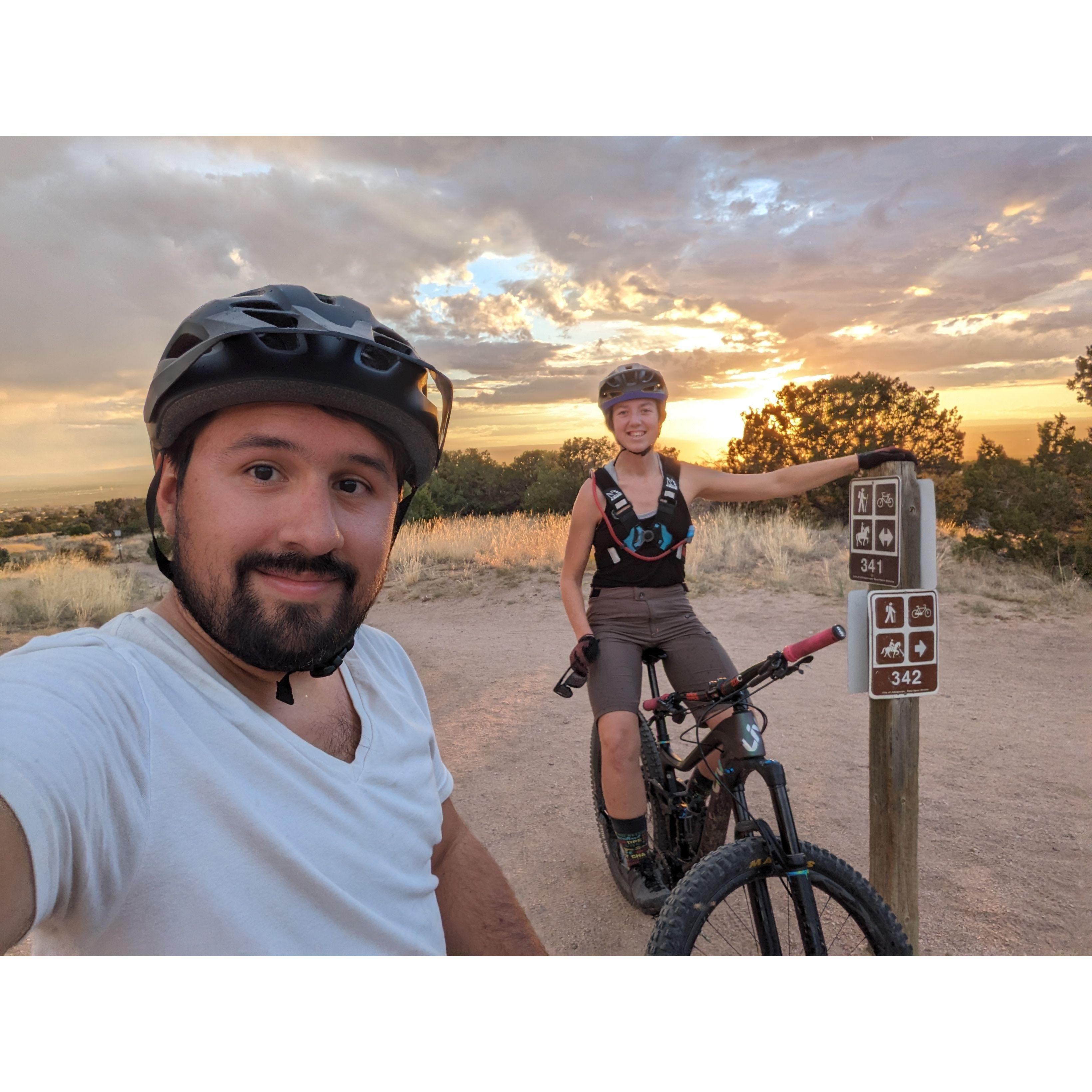 One of Sarah's favorite things about Felipe is that he's always game to try everything - even mountain biking! Look, he is wearing his helmet the right way!