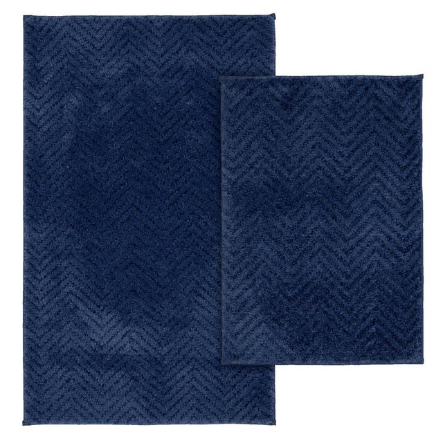 2pc Palazzo Nylon Washable Bath Rug Set Indigo - Garland