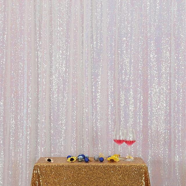 Eternal Beauty Iridescent Sequin Wedding Backdrop Photography Background Party Curtain, 10Ft x 10Ft
