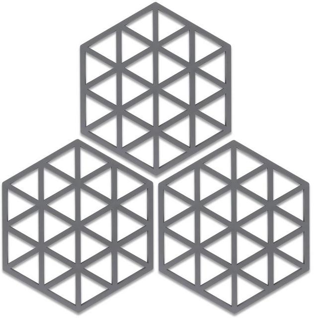 Silicone Trivets Mats for Dishes and Pots,Trivets Hot Pads for Table Countertops,Heat Resistant Trivets,Silicone Kitchen Pot Mat Table Decor trivets Pads for Bowl Dish Cooking Dining Set,3 Color Gray