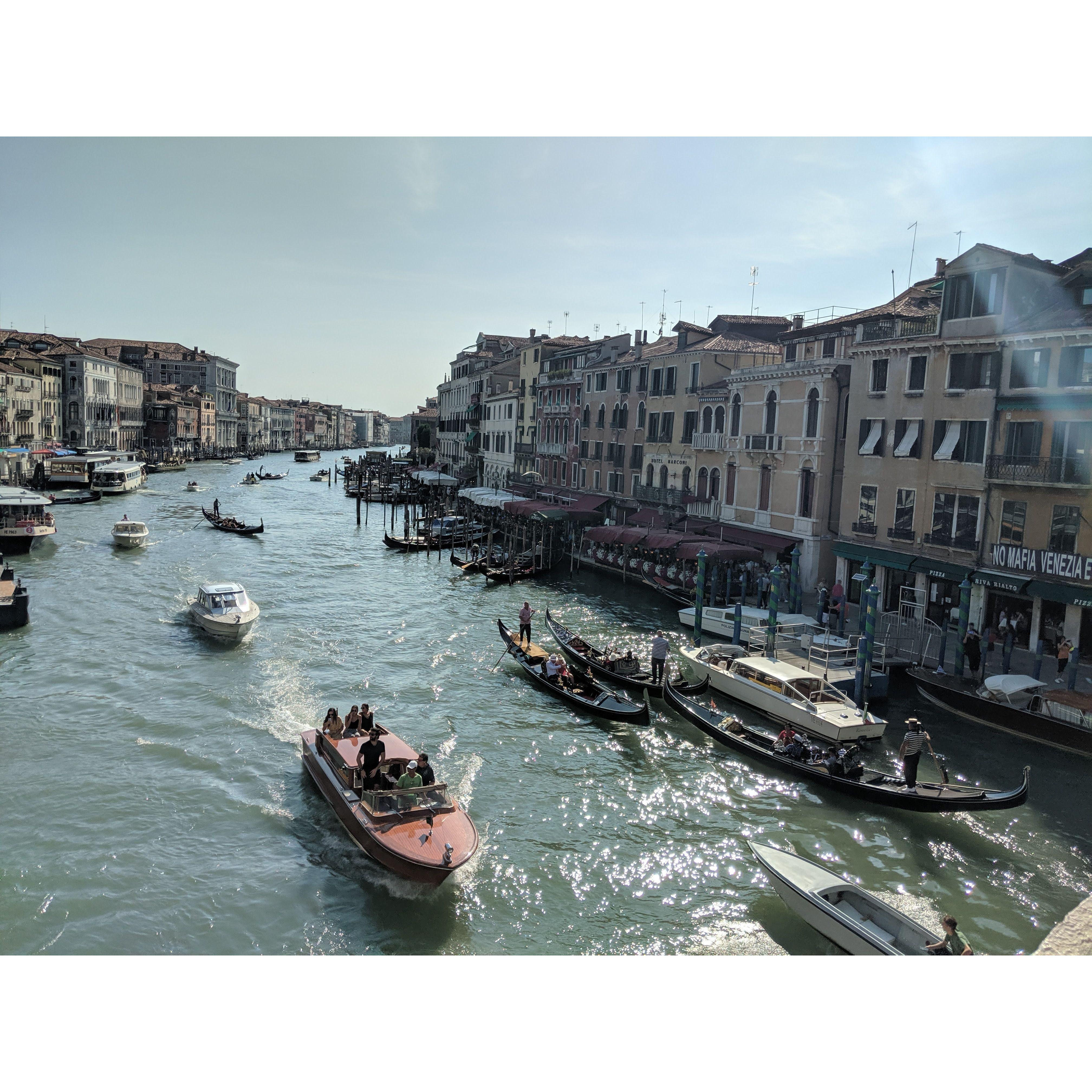 View from the Rialto Bridge; Venice, Italy. July 2019.