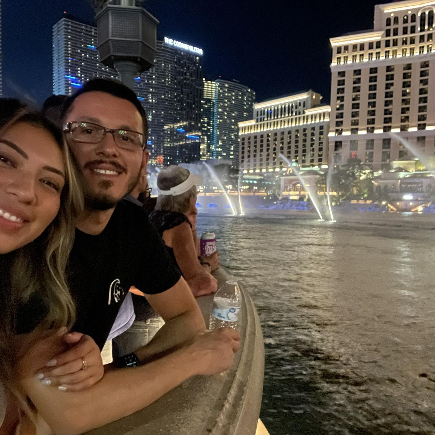 This is the same day we held the huge snakes that is somewhere in this gallery! We were enjoying the water show at the Bellagio.