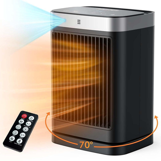 Abolee Space Heaters with Motion Sensor,Portable Heaters for Indoor Use,Electric Small Heaters for Large Room Bedroom Office Garage Desk,1500W Ceramic Heating with Remote,Oscillating,Timer,Thermosta