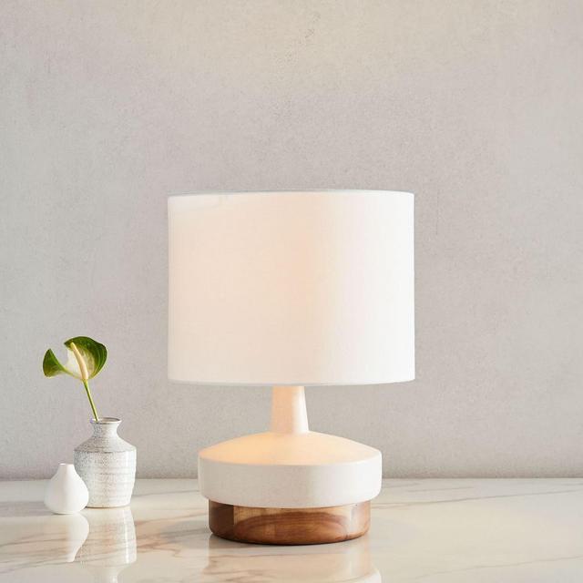 Wood + Ceramic Table Lamp, Small, White, Individual