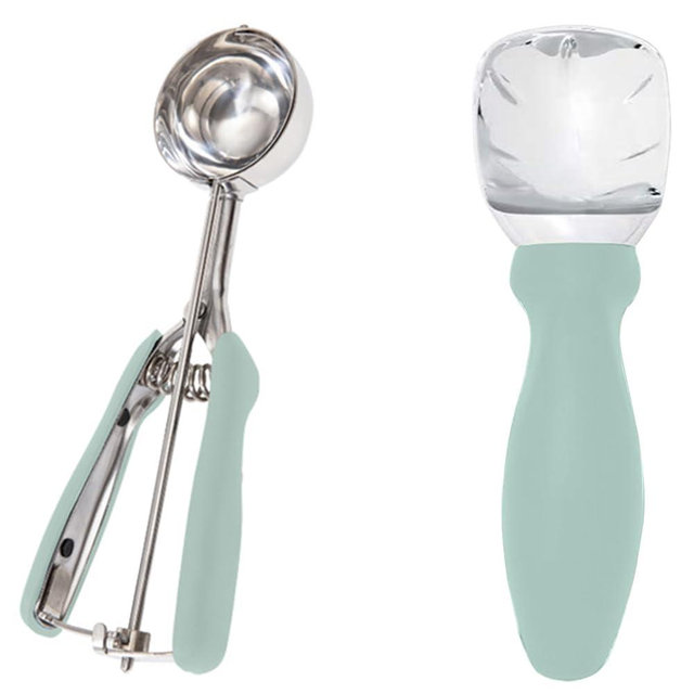 Gorilla Grip Spring Scoop and Ice Cream Scoop, Spring Scoop is Multipurpose, Ice Cream Scoop is Heavy Duty, Dishwasher Safe, Both in Mint Color, 2 Item Bundle