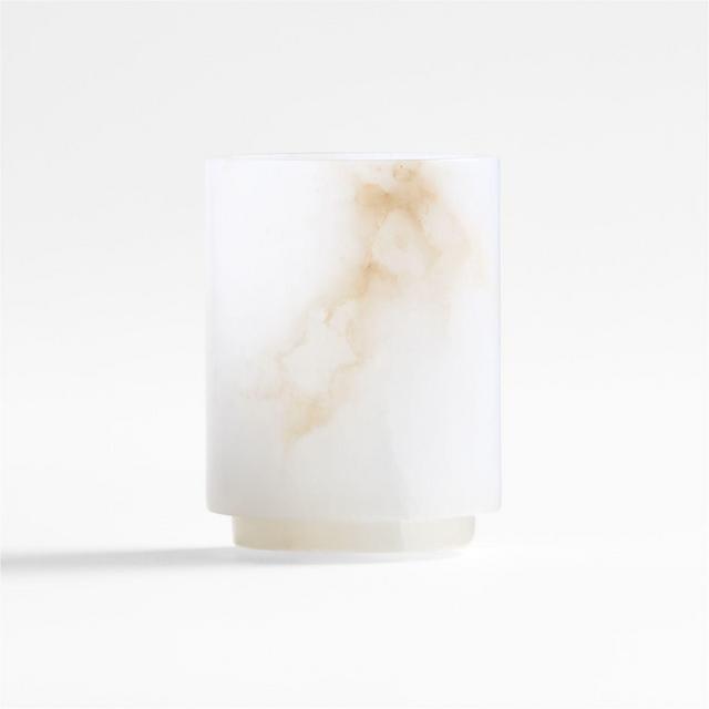 Small Alabaster Hurricane Pillar Candle Holder