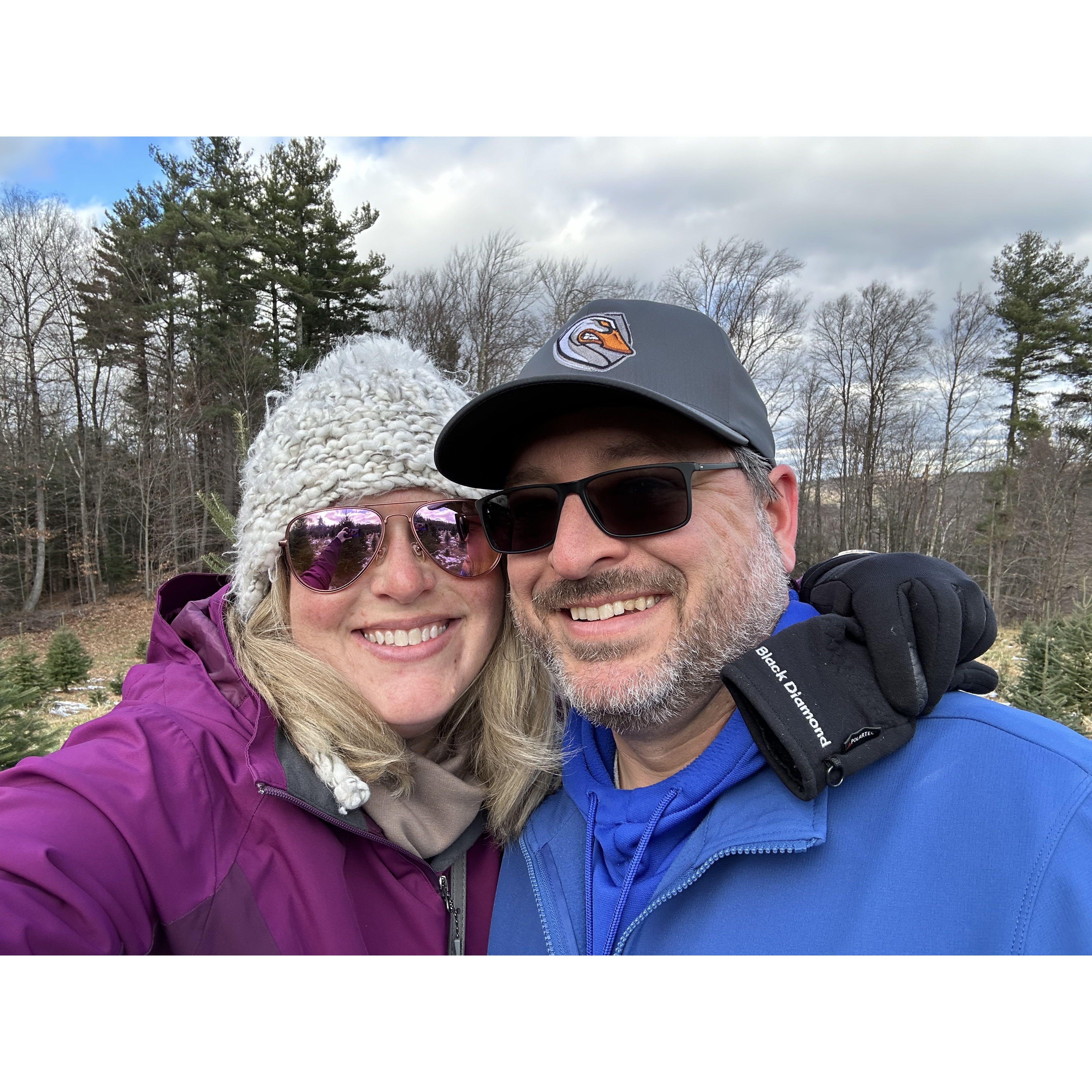 At the Christmas Tree Farm to cut down our tree!