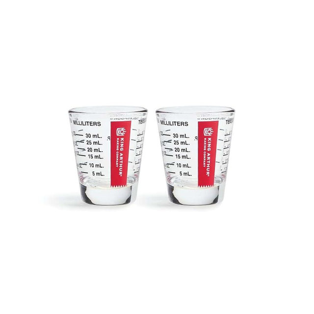 King Arthur Baking Company Mini Measure Shot Glass, for Multi-Purpose Liquid and Dry Ingredients, Black, Set of 2
