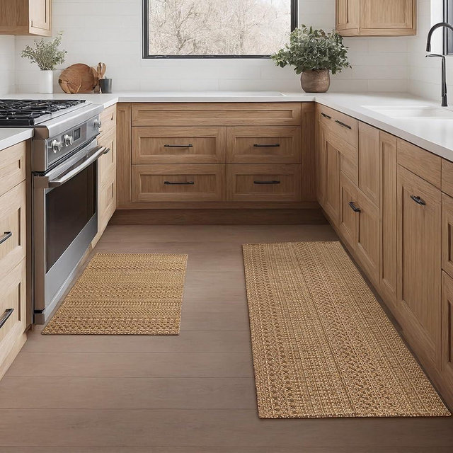 MatEssenz Kitchen Rugs 2 Pcs, Stain-Resistant, Machine Washable Mats 20"x30"+20"x48" Boho Style, Anti-Skid TPR Backing for Kitchen, Laundry, Durable, Easy Clean Spring & Everyday Use