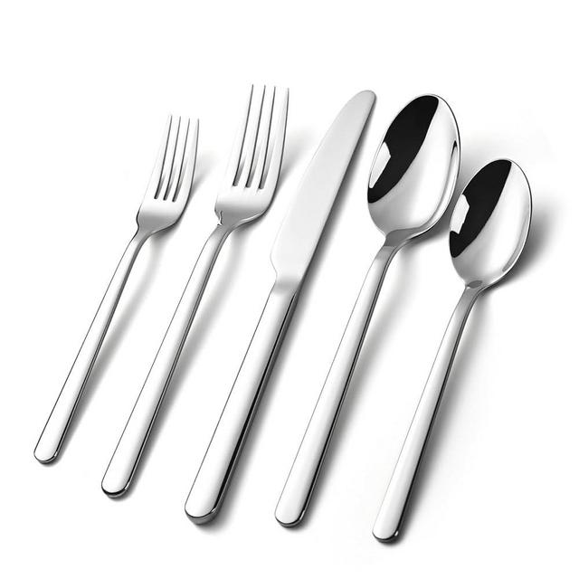 KINGSTONE Forged Silverware Set 18/10 Stainless Steel Flatware Set for 8, 40-Piece Cutlery Set, Mirror Finish,Dishwasher Safe (Silver)