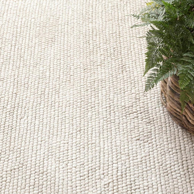 S & L Homes Wool Cotton Hand Woven Chunky Knit Popcorn Rug - Ivory Contemporary Area Rug for Living Room Bedroom (6' x 9' - Ivory)