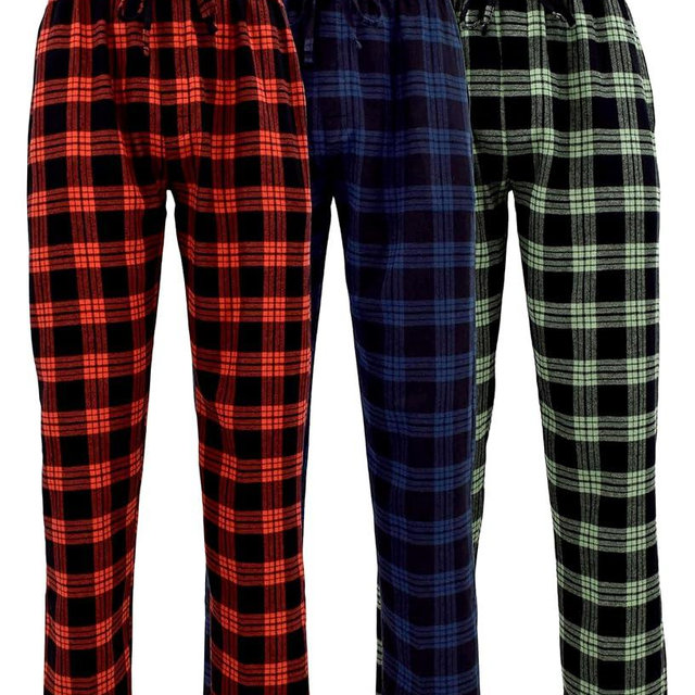Andrew Scott Men's 3 Pack Cotton Flannel Fleece Brush Pajama Sleep & Lounge Pants