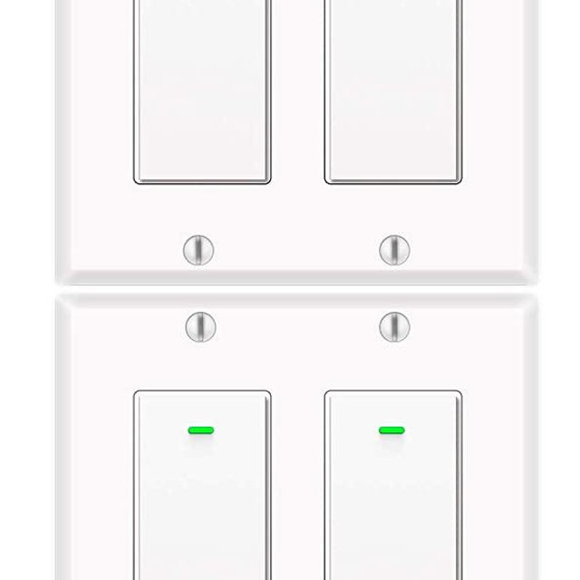Alexa Light Switch, Double Smart WiFi Light Switches, Smart Switch 2 Gang Compatible with Alexa and Google Home, Neutral Wire Needed, with Remote Control, Timing Schedule, No hub Required (4Pack)