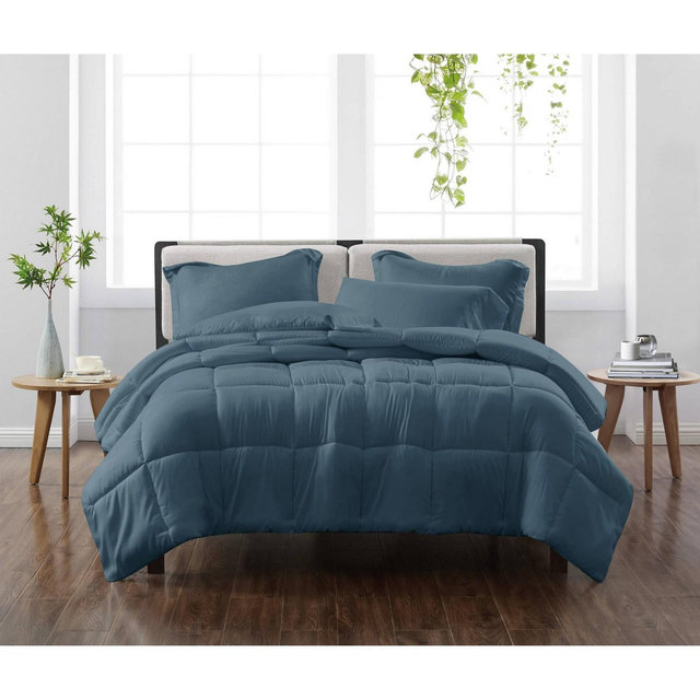 King 3pc Solid Comforter Set Dark Blue - Cannon Heritage
