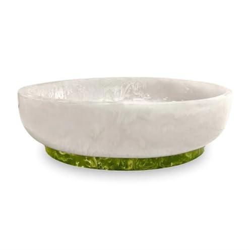 Beatriz Ball RESIN Rio Large Oval Bowl with Base - White and Green