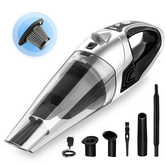 VacLife Handheld Vacuum, Hand Vacuum Cordless with High Power, Mini Vacuum Cleaner Handheld Powered by Li-ion Battery Rechargeable Quick Charge Tech, for Home and Car Cleaning, Wet & Dry - Silver
