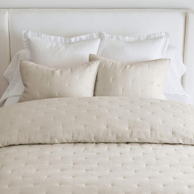 Belgian Flax Linen Tufted Quilt, King/Cal. King, Flax