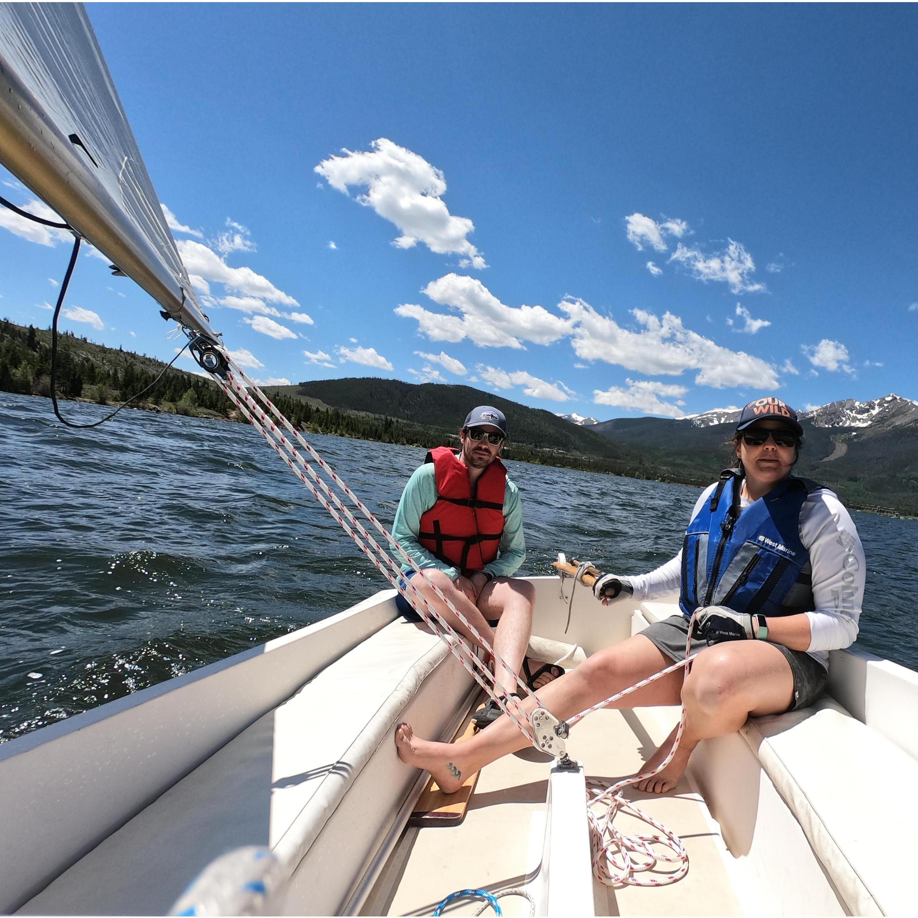 First sail with our new sailboat, Ezri's Ruin, in Frisco, CO