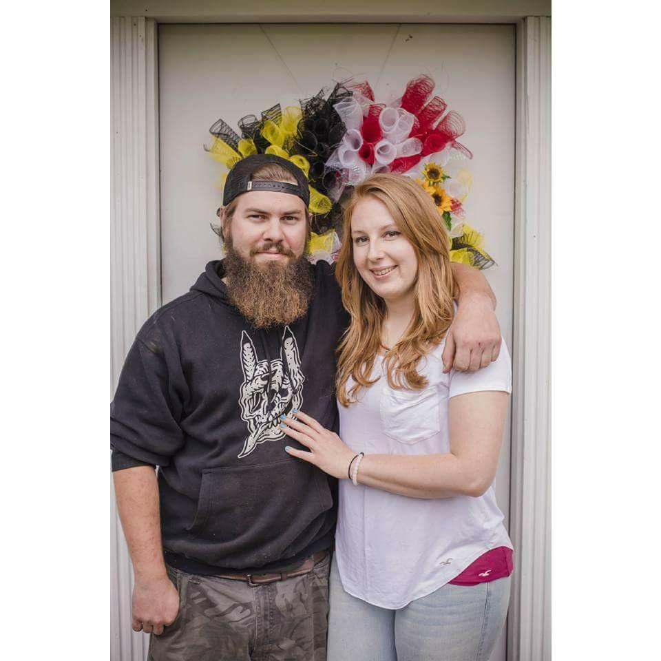 Standing on the front porch of our house during our housewarming party! - May 2017