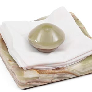 Marble Cocktail Napkin Holder with Weight, Modern Square Napkin Holder for Table, Decorative Heavy Napkin Holder for Indoor & Outdoor Dining, Kitchen & Coffee Table Decor - Green Onyx