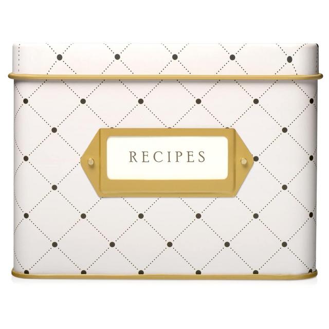 Jot Mark Decorative Tin for Recipe Cards | Holds Hundreds of 4” x 6” Cards (Dots)
