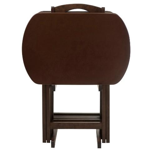 Corbett 4 Piece Oversize Oblong Snack Table Set - Antique Walnut - Winsome