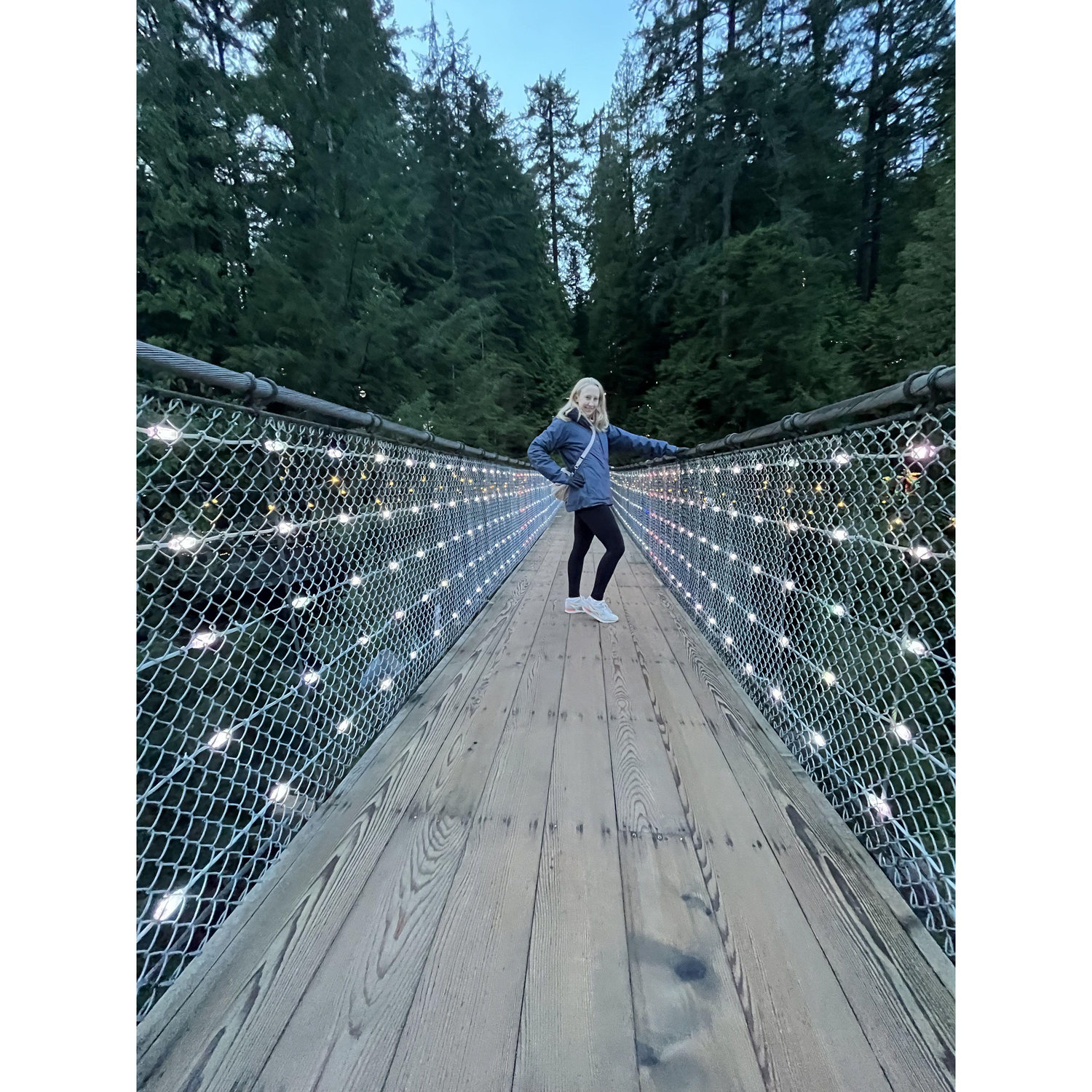 Posing on a suspension bridge